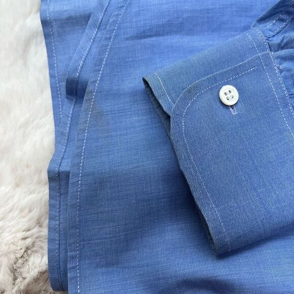 Alain Figaret Paris Button Down Dress Shirt Blue Classic size 44L - Picture 9 of 11